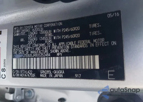 2016 Toyota 4Runner Limited z USA, uszkodzony, nr VIN JTEBU5JR8G5352484